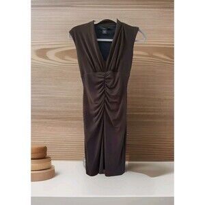 Arden B Womens  Cinched Dress Brown Size XS Ruched Pencil Straight Midi Cocktail